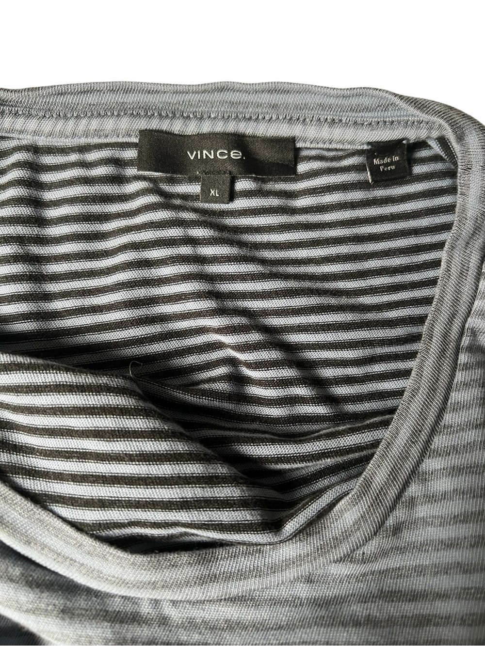 Vince Blue/Grey Striped Cotton Tshirt Size XL - Picture 5 of 6